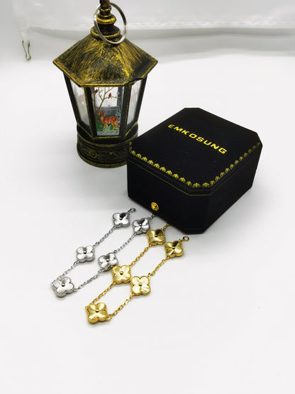 EMKOSUNG 18K Gold  Plated  Four Leaf Clover Bracelets for Women