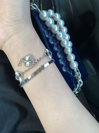 EMKOSUNG 18K Gold  Plated  Four Leaf Clover Bracelets for Women