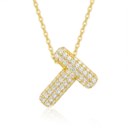 EMKOSUNG 18K Gold  Plated  Light Luxury  Moissanite Initial Letter  Necklaces for Women