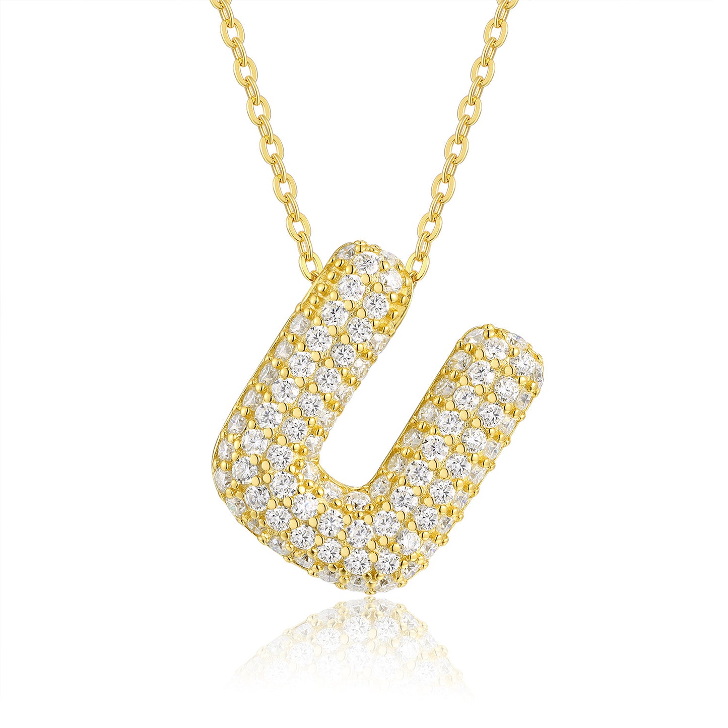 EMKOSUNG 18K Gold  Plated  Light Luxury  Moissanite Initial Letter  Necklaces for Women