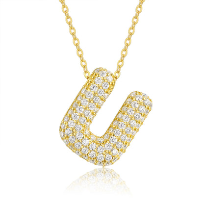 EMKOSUNG 18K Gold  Plated  Light Luxury  Moissanite Initial Letter  Necklaces for Women