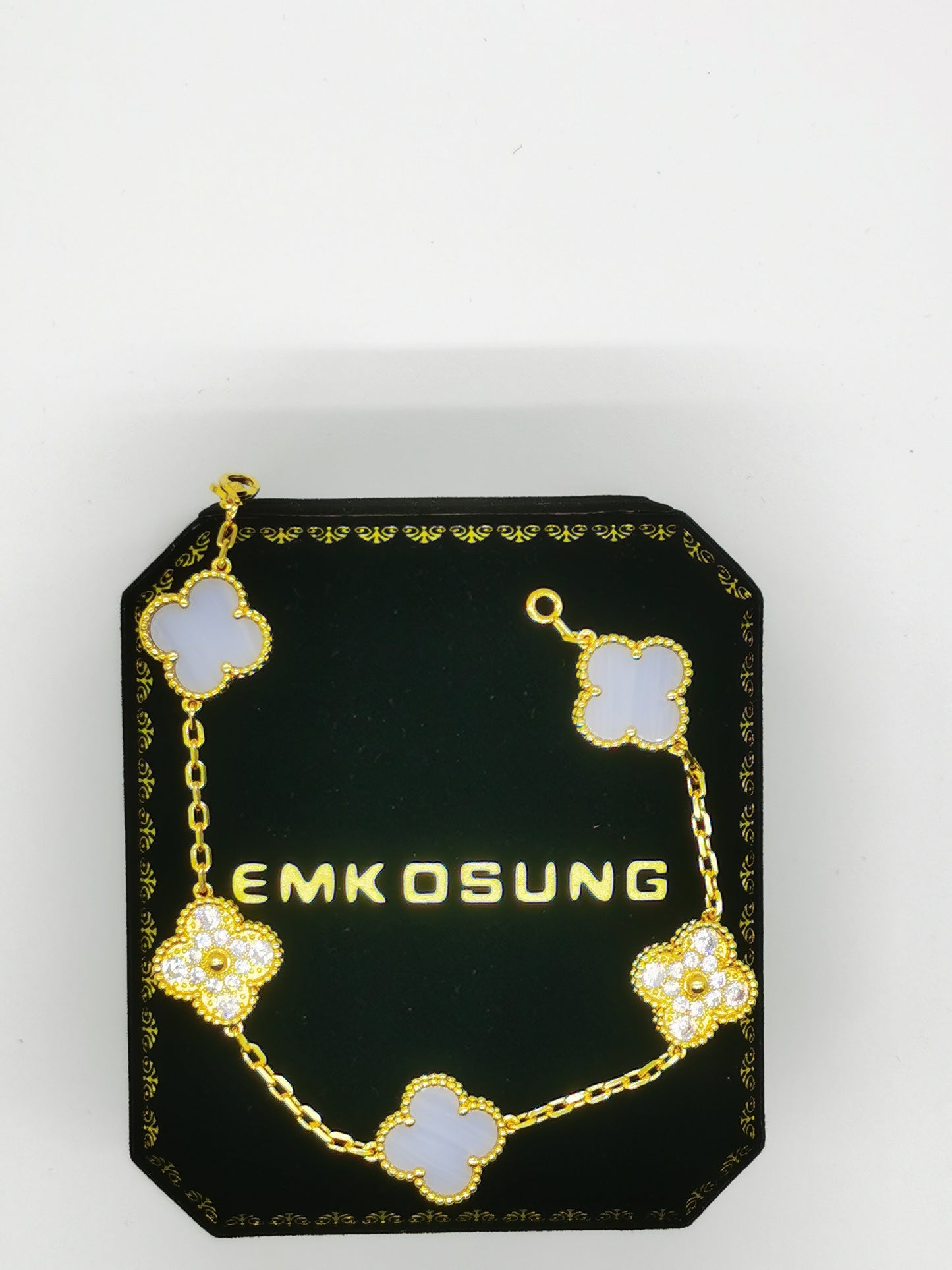 EMKOSUNG 18K Gold  Plated  Four Leaf Clover Bracelets for Women