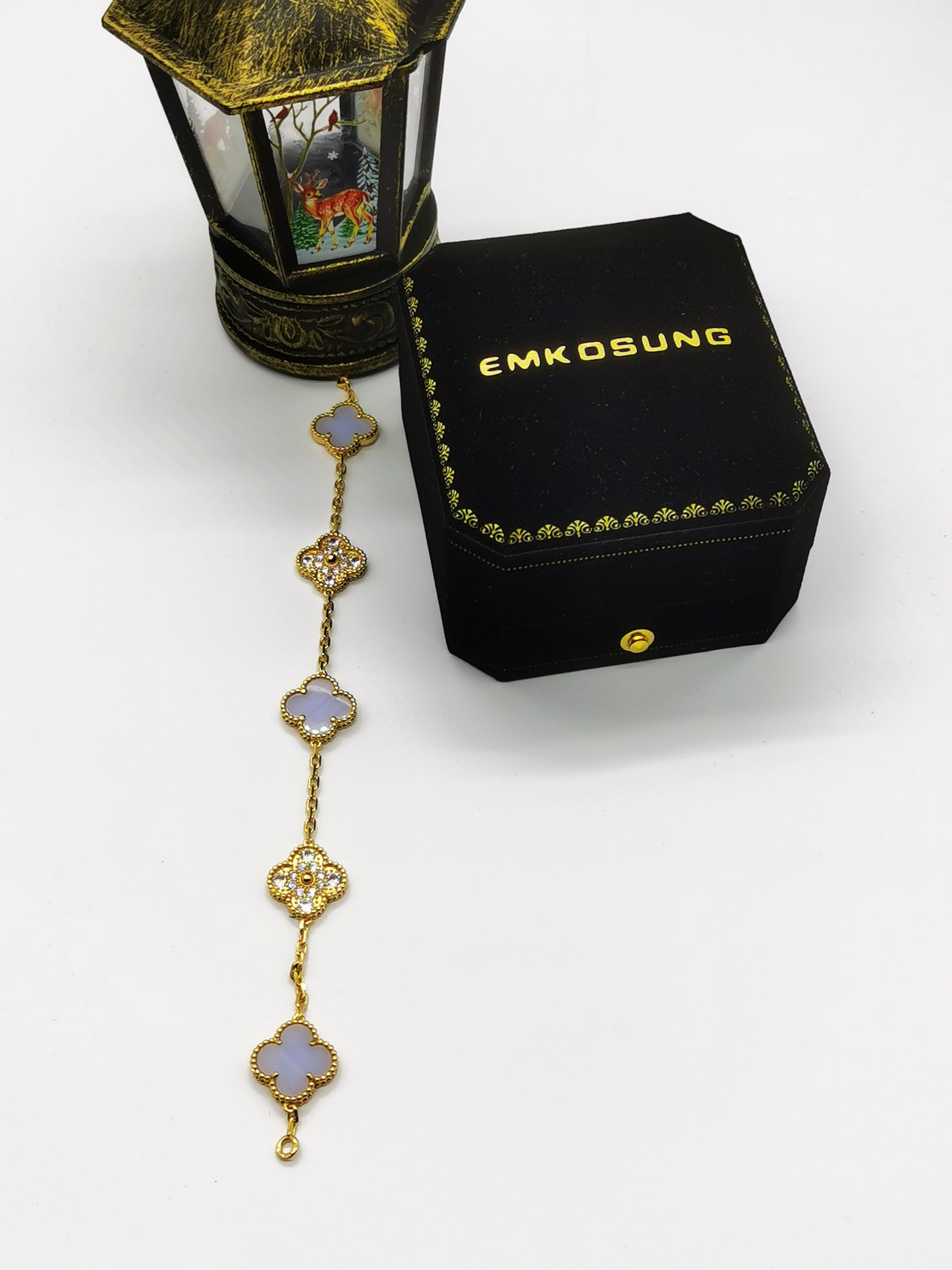 EMKOSUNG 18K Gold  Plated  Four Leaf Clover Bracelets for Women