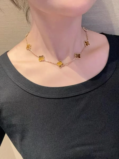 EMKOSUNG 18K Gold  Plated  10 Flowers Four Leaf Clover Necklaces for Women