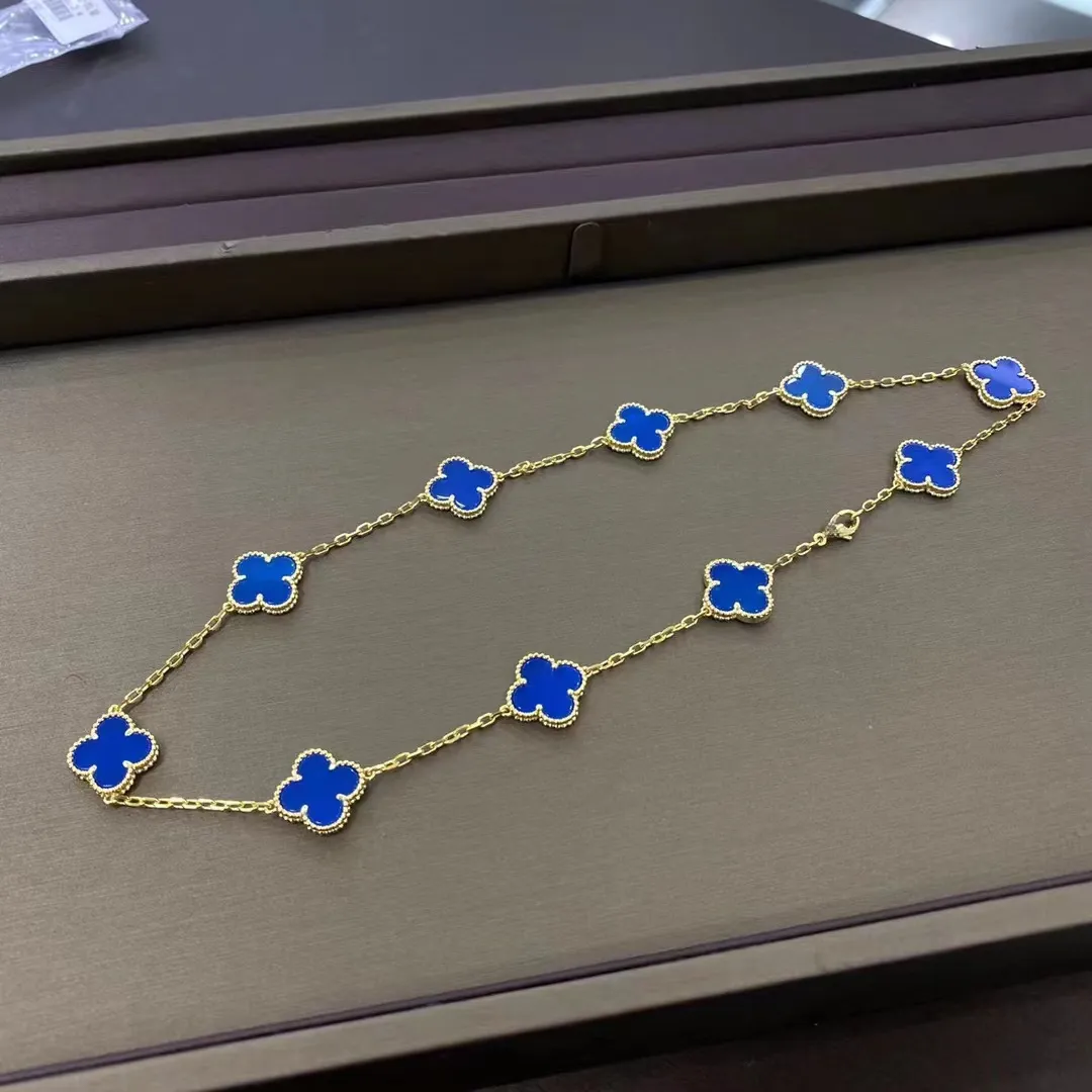 EMKOSUNG 18K Gold  Plated  10 Flowers Four Leaf Clover Necklaces for Women