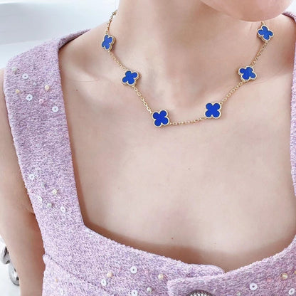 EMKOSUNG 18K Gold  Plated  10 Flowers Four Leaf Clover Necklaces for Women