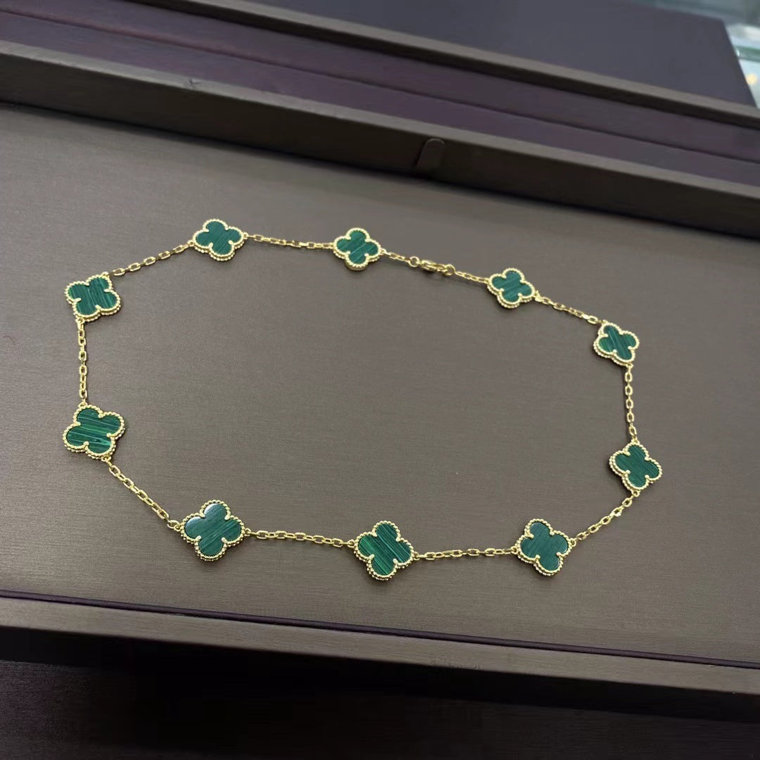 EMKOSUNG 18K Gold  Plated  10 Flowers Four Leaf Clover Necklaces for Women