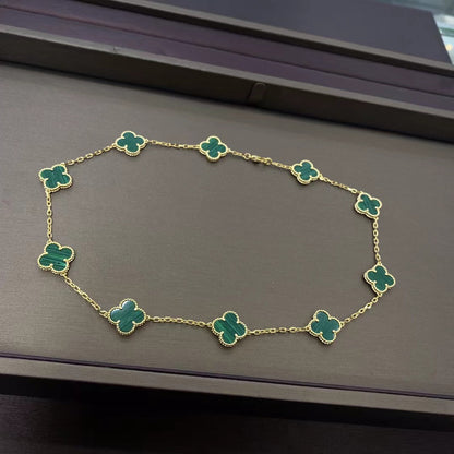 EMKOSUNG 18K Gold  Plated  10 Flowers Four Leaf Clover Necklaces for Women