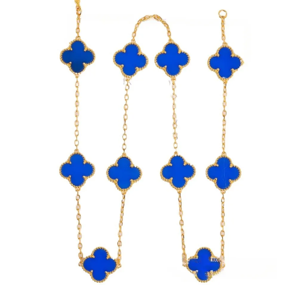 EMKOSUNG 18K Gold  Plated  10 Flowers Four Leaf Clover Necklaces for Women