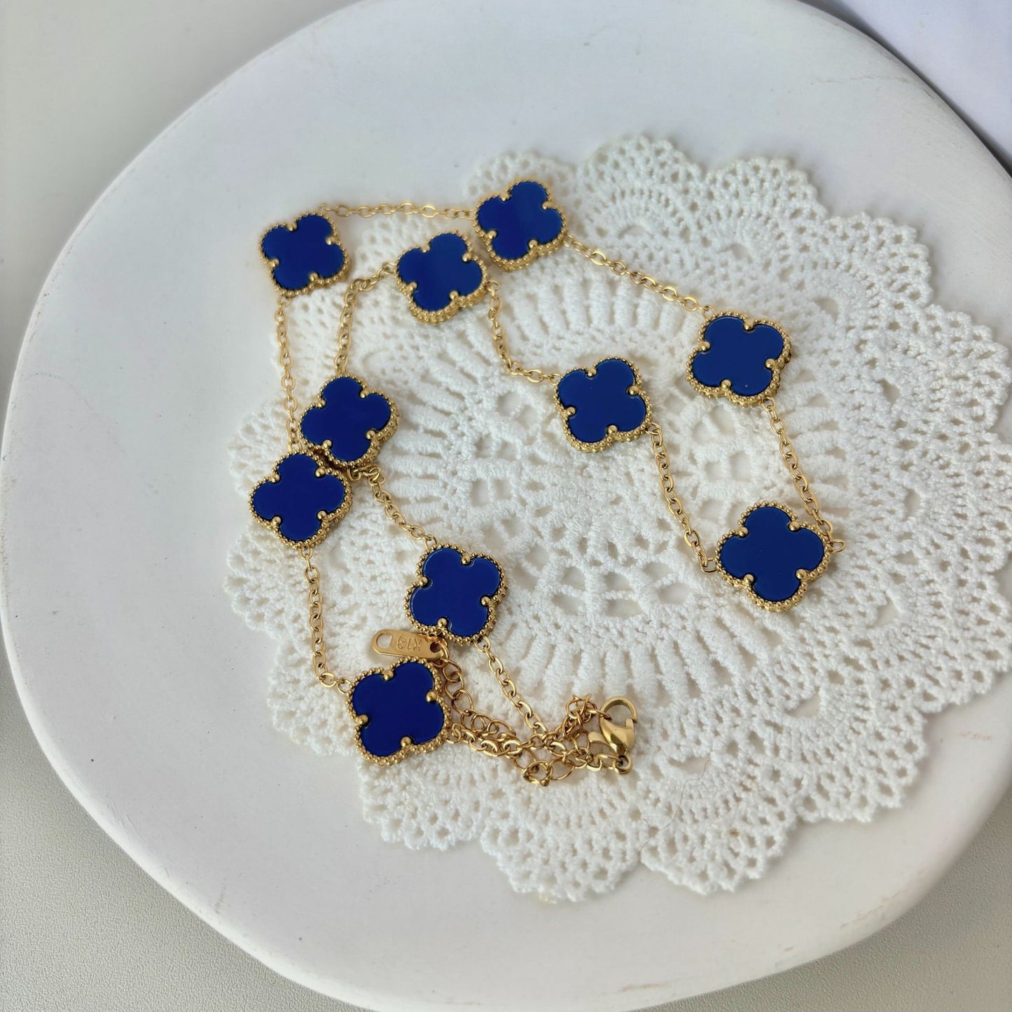 EMKOSUNG 18K Gold  Plated  10 Flowers Four Leaf Clover Necklaces for Women