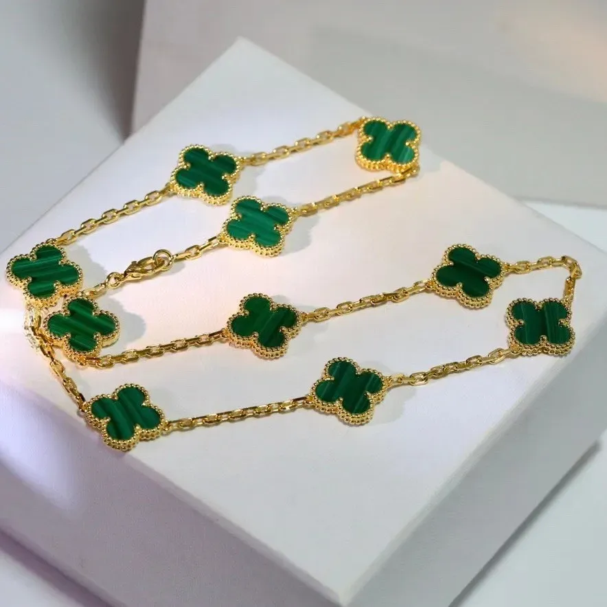 EMKOSUNG 18K Gold  Plated  10 Flowers Four Leaf Clover Necklaces for Women