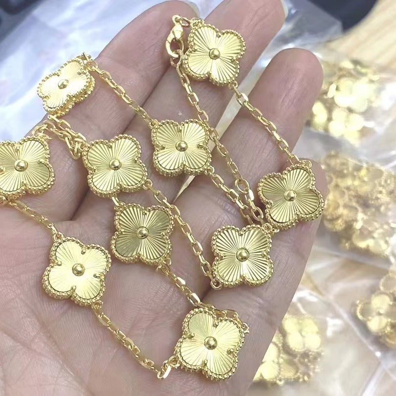 EMKOSUNG 18K Gold  Plated  10 Flowers Four Leaf Clover Necklaces for Women