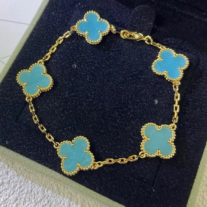 EMKOSUNG 18K Gold  Plated  Four Leaf Clover Bracelets for Women