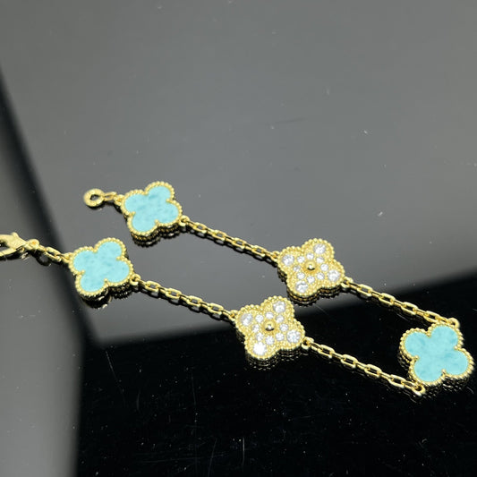 EMKOSUNG 18K Gold  Plated  Four Leaf Clover Bracelets for Women