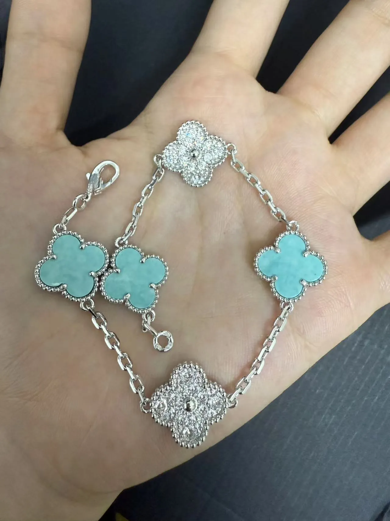 EMKOSUNG 18K Gold  Plated  Four Leaf Clover Bracelets for Women