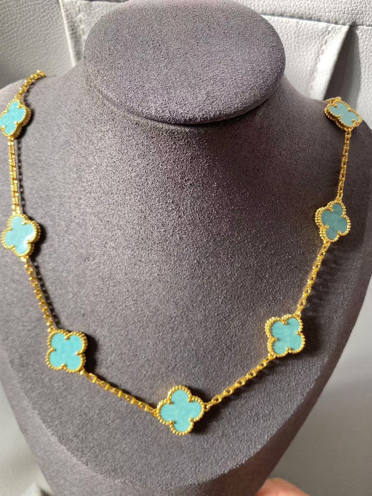 EMKOSUNG 18K Gold  Plated  10 Flowers Four Leaf Clover Necklaces for Women