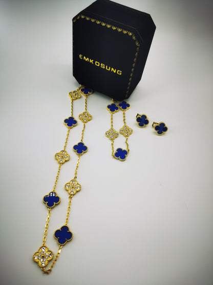 EMKOSUNG 18K Gold  Plated  10 Flowers Four Leaf Clover Necklaces for Women