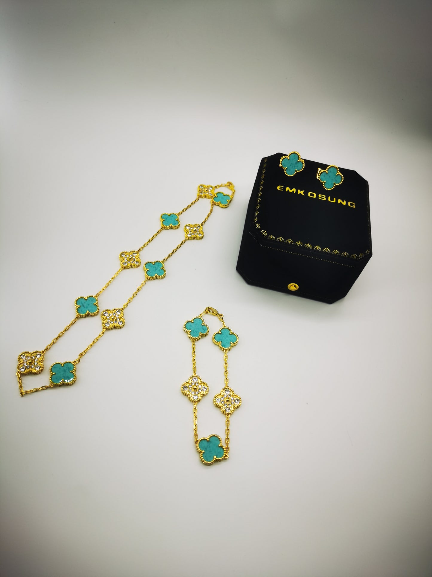 EMKOSUNG 18K Gold  Plated  10 Flowers Four Leaf Clover Necklaces for Women