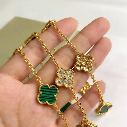 EMKOSUNG 18K Gold  Plated  10 Flowers Four Leaf Clover Necklaces for Women