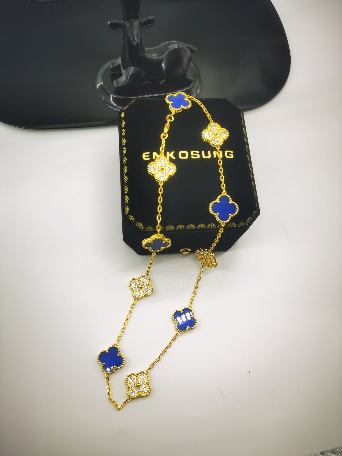 EMKOSUNG 18K Gold  Plated  10 Flowers Four Leaf Clover Necklaces for Women