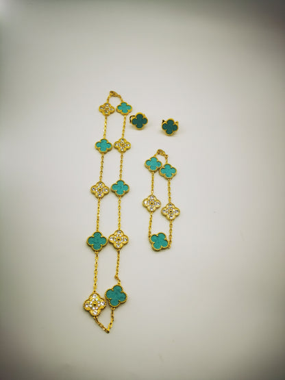 EMKOSUNG 18K Gold  Plated  10 Flowers Four Leaf Clover Necklaces for Women