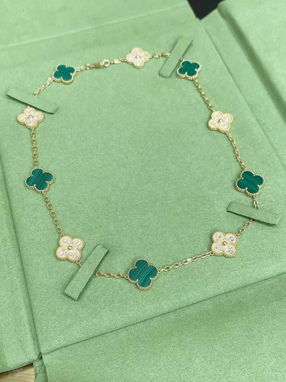 EMKOSUNG 18K Gold  Plated  10 Flowers Four Leaf Clover Necklaces for Women