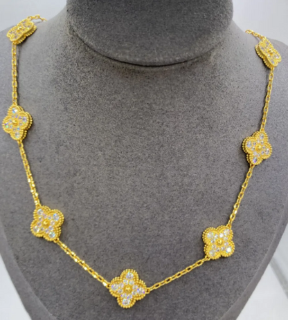 EMKOSUNG 18K Gold  Plated  10 Flowers Four Leaf Clover Necklaces for Women