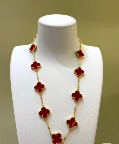 EMKOSUNG 18K Gold  Plated  10 Flowers Four Leaf Clover Necklaces for Women