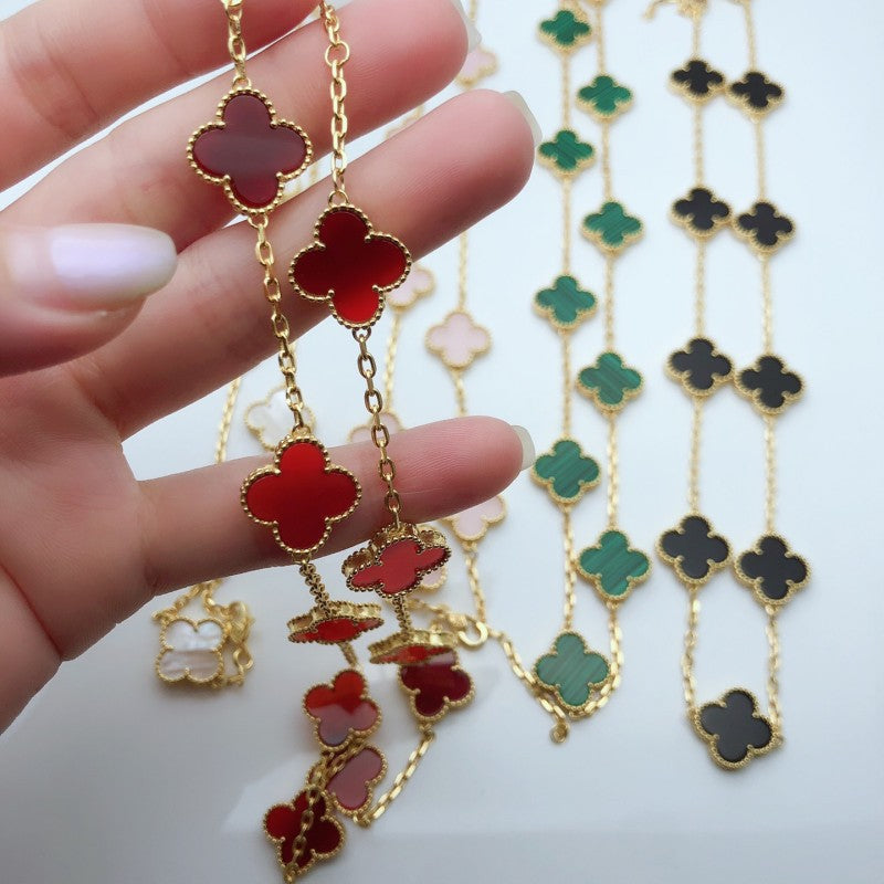 EMKOSUNG 18K Gold  Plated  10 Flowers Four Leaf Clover Necklaces for Women