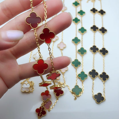 EMKOSUNG 18K Gold  Plated  10 Flowers Four Leaf Clover Necklaces for Women