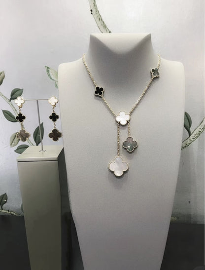 EMKOSUNG 18K Gold  Plated 6 Flowers Four Leaf Clover Necklaces for Women