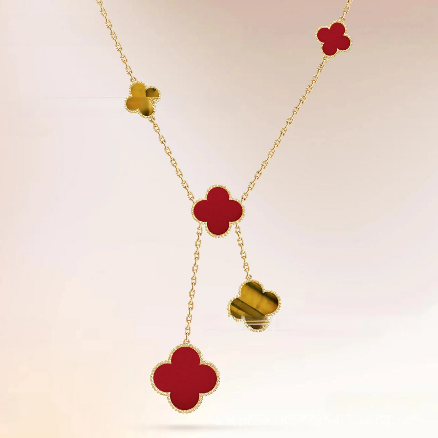 EMKOSUNG 18K Gold  Plated  6 Flowers Four Leaf Clover Necklaces for Women