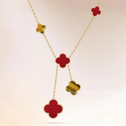 EMKOSUNG 18K Gold  Plated  6 Flowers Four Leaf Clover Necklaces for Women