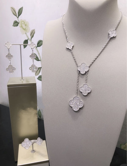 EMKOSUNG 18K Gold  Plated  6 Flowers Four Leaf Clover Necklaces for Women