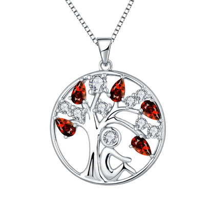 EMKOSUNG 18K Gold Plated Light Luxury Lifetree Birthstone Heart  Necklaces for Women