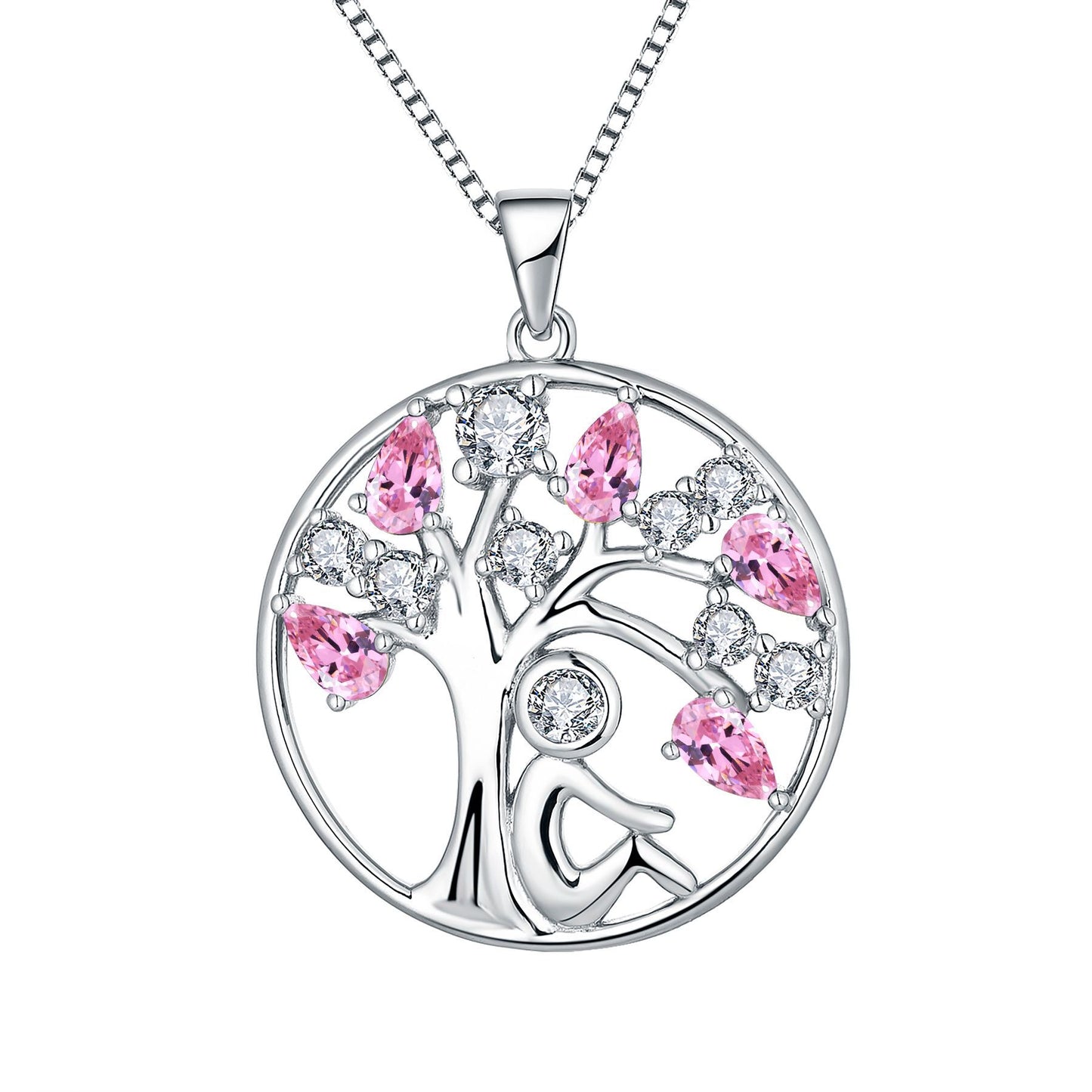 EMKOSUNG 18K Gold Plated Light Luxury Lifetree Birthstone Heart  Necklaces for Women