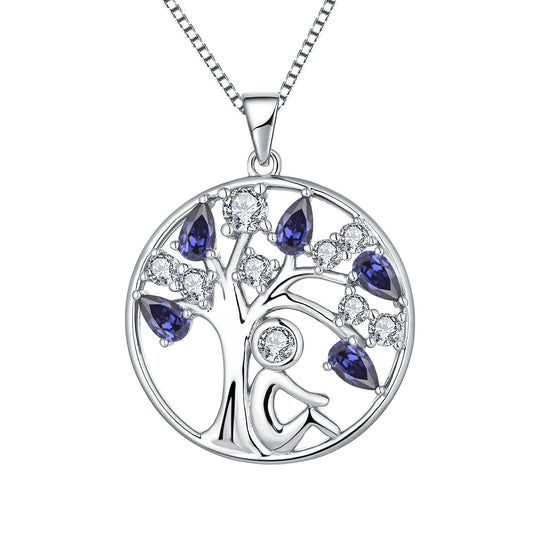 EMKOSUNG 18K Gold Plated Light Luxury Lifetree Birthstone Heart  Necklaces for Women