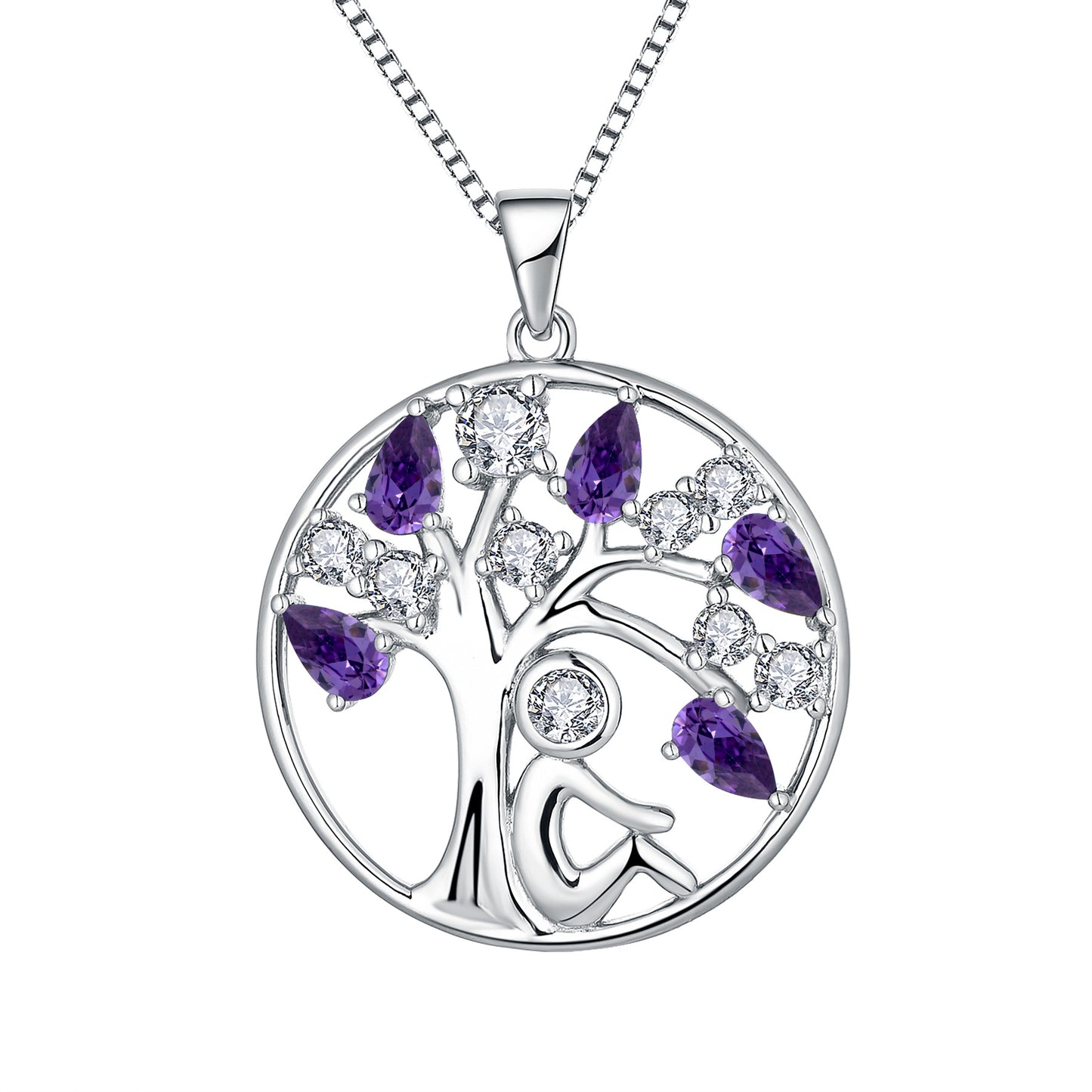 EMKOSUNG 18K Gold Plated Light Luxury Lifetree Birthstone Heart  Necklaces for Women