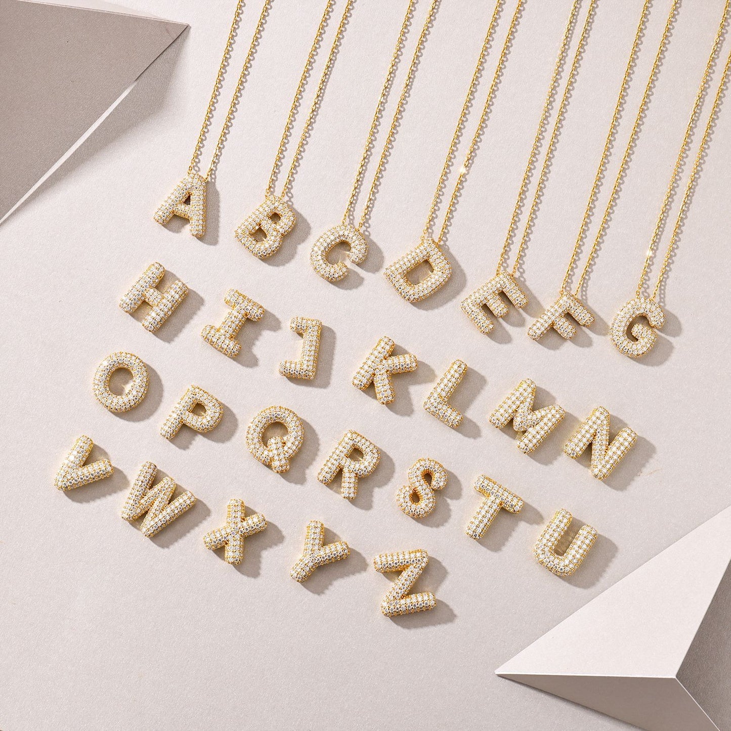 EMKOSUNG 18K Gold  Plated  Light Luxury  Moissanite Initial Letter  Necklaces for Women