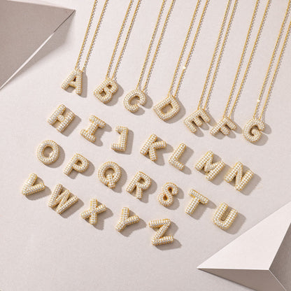 EMKOSUNG 18K Gold  Plated  Light Luxury  Moissanite Initial Letter  Necklaces for Women