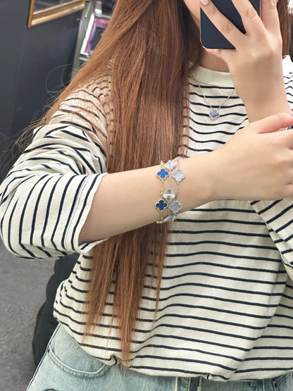 EMKOSUNG 18K Gold  Plated  Four Leaf Clover Bracelets for Women