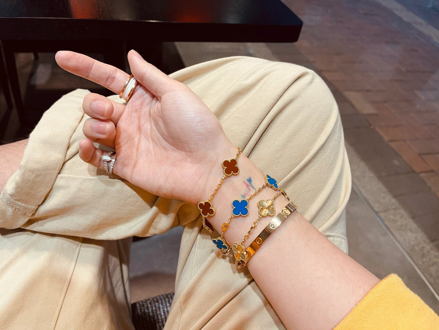 EMKOSUNG 18K Gold  Plated  Four Leaf Clover Bracelets for Women