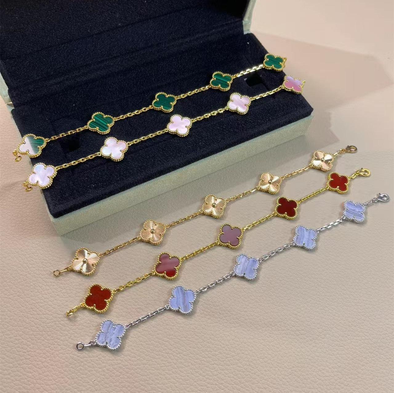 EMKOSUNG 18K Gold  Plated  Four Leaf Clover Bracelets for Women