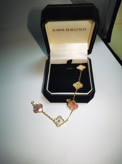 EMKOSUNG 18K Gold  Plated  Four Leaf Clover Bracelets for Women