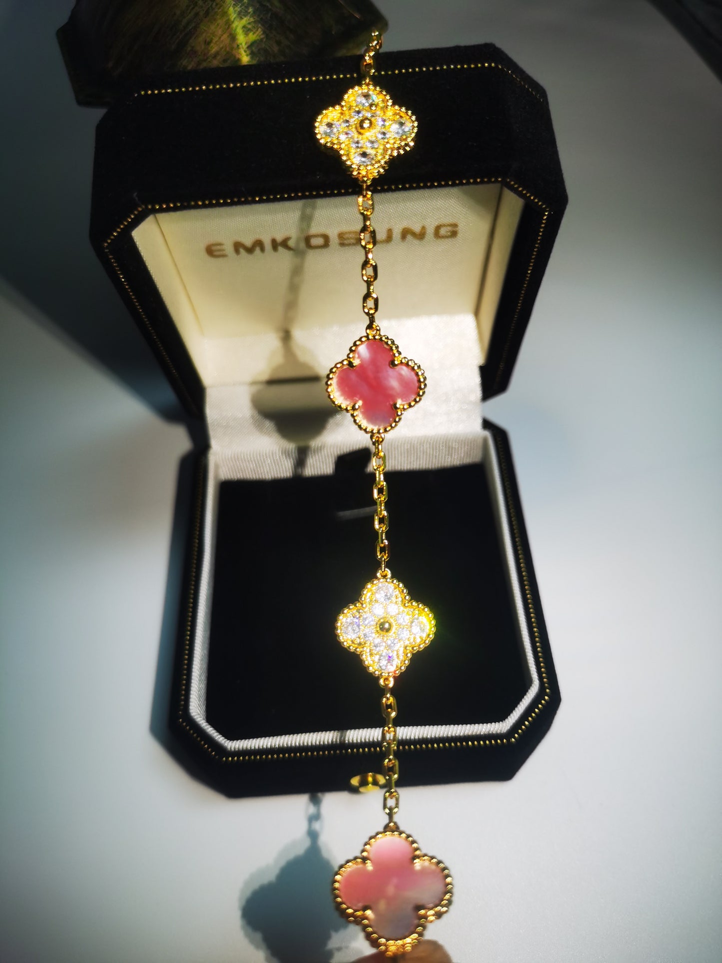 EMKOSUNG 18K Gold  Plated  Four Leaf Clover Bracelets for Women