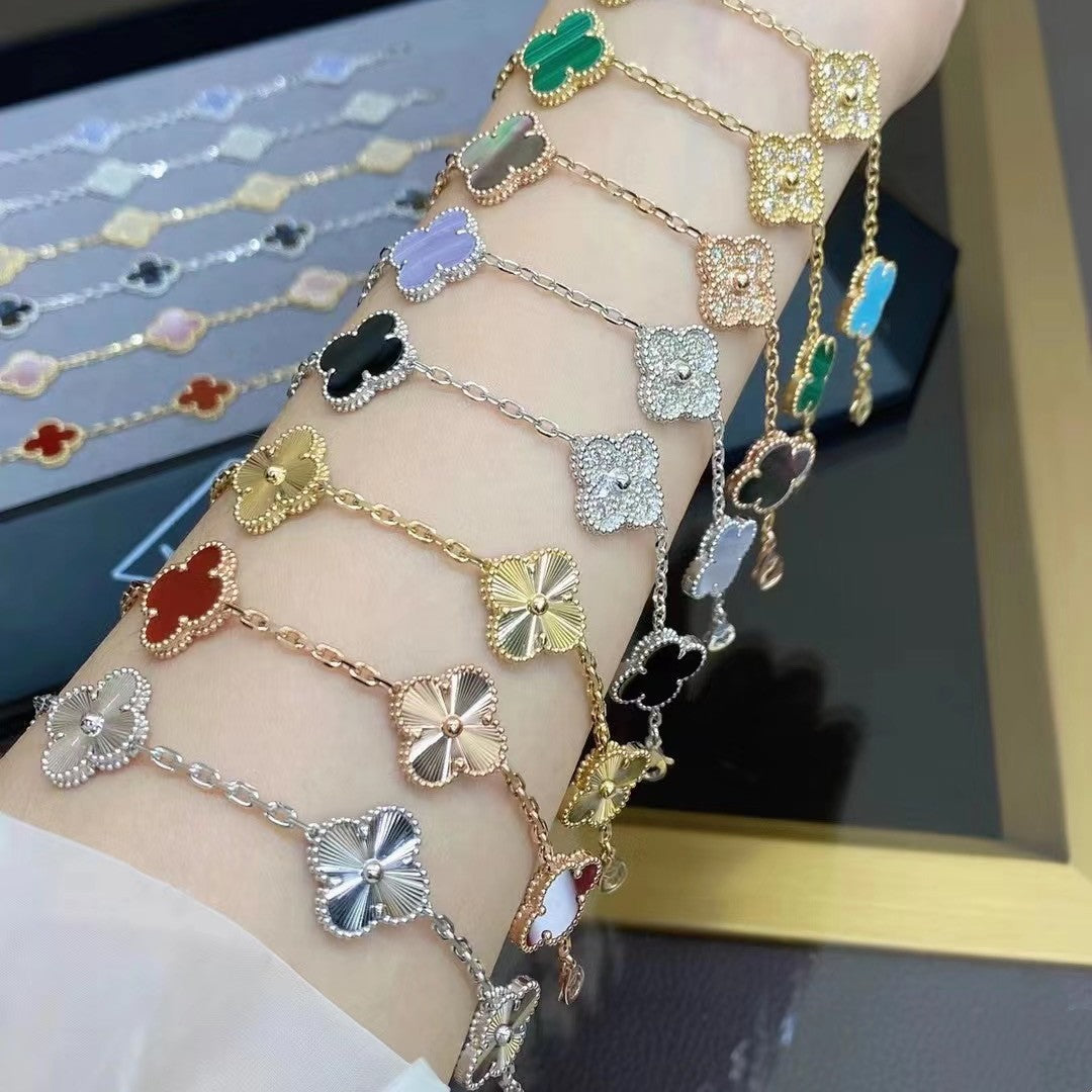 EMKOSUNG 18K Gold  Plated  Four Leaf Clover Bracelets for Women