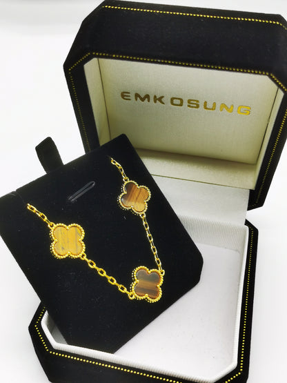 EMKOSUNG 18K Gold  Plated  Four Leaf Clover Bracelets for Women