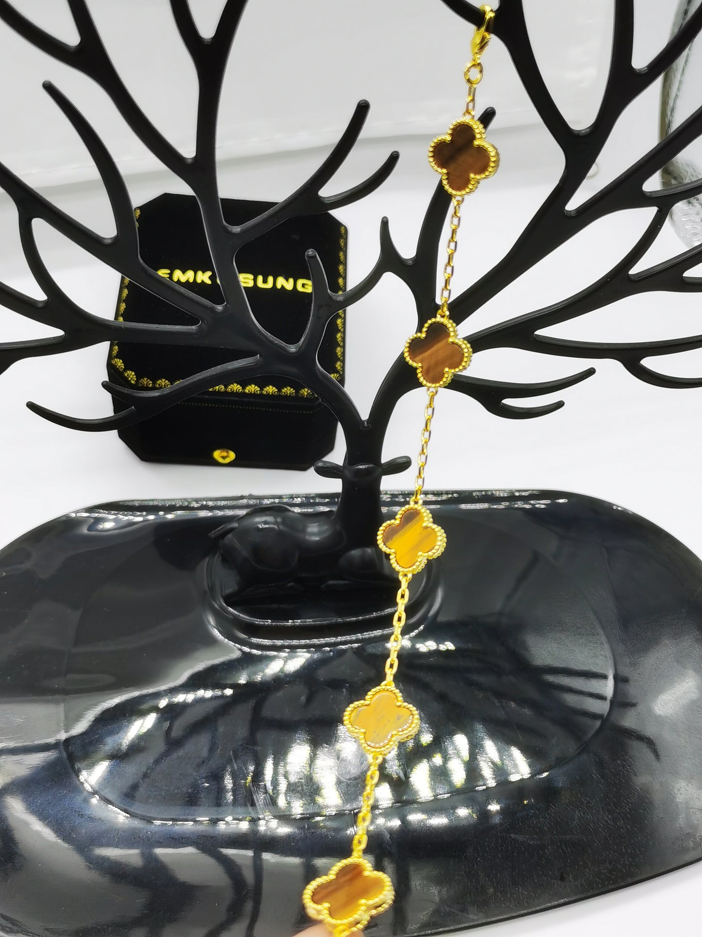 EMKOSUNG 18K Gold  Plated  Four Leaf Clover Bracelets for Women