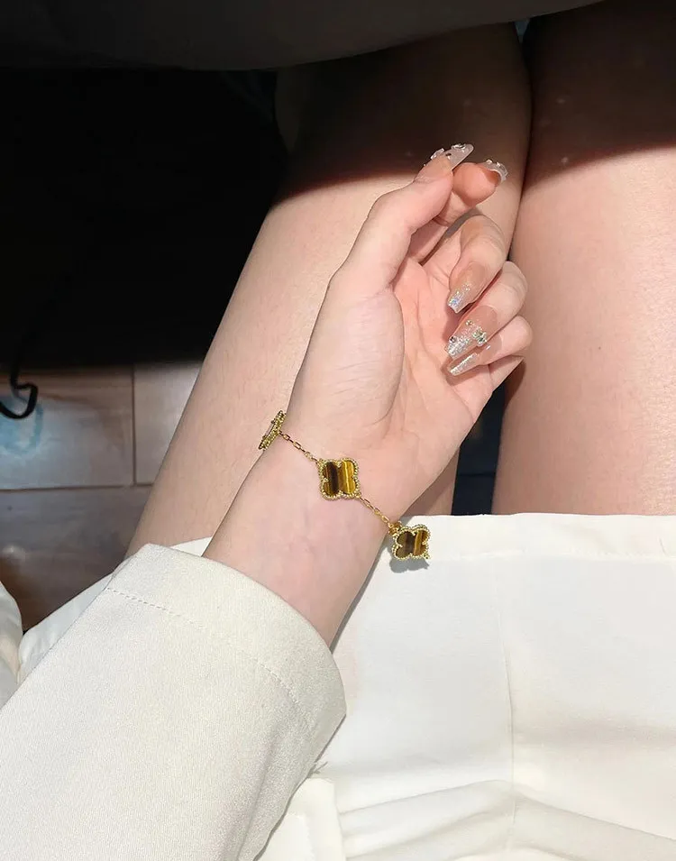 EMKOSUNG 18K Gold  Plated  Four Leaf Clover Bracelets for Women