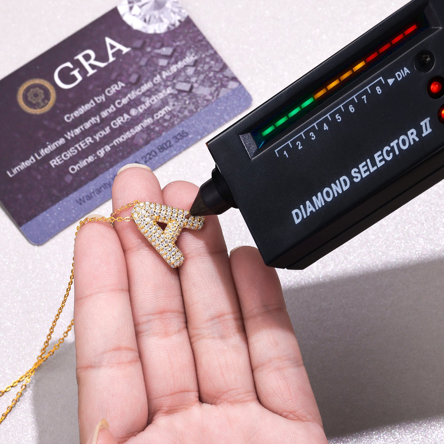 EMKOSUNG 18K Gold  Plated  Light Luxury  Moissanite Initial Letter  Necklaces for Women